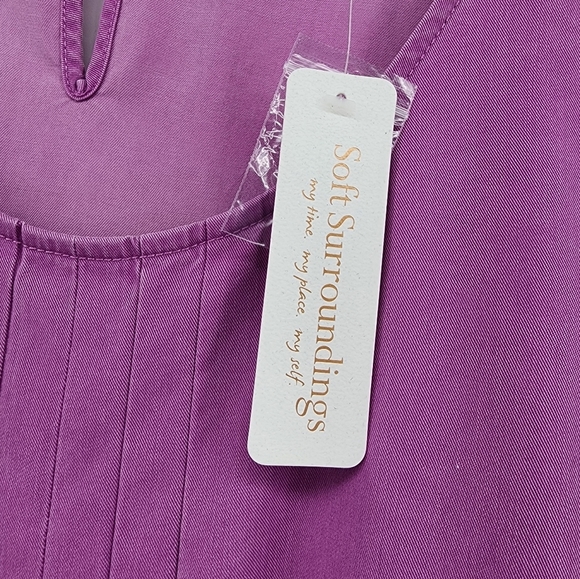 Soft Surroundings Cusabo‎ In Tencel Pintuck Blouse Iris Orchid Purple NEW - Picture 11 of 13